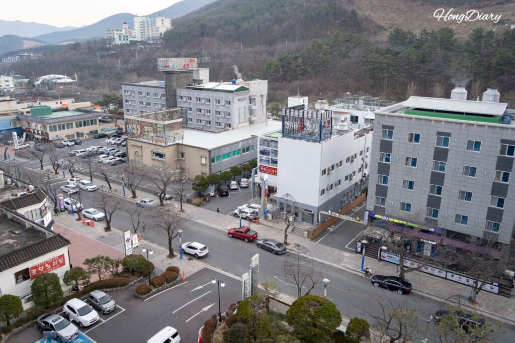 View from guest room window at Bugok hot spring hotel