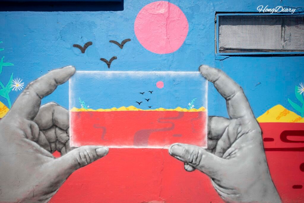Street art mural at Ganggangyi Art Village, Yeongdo Busan