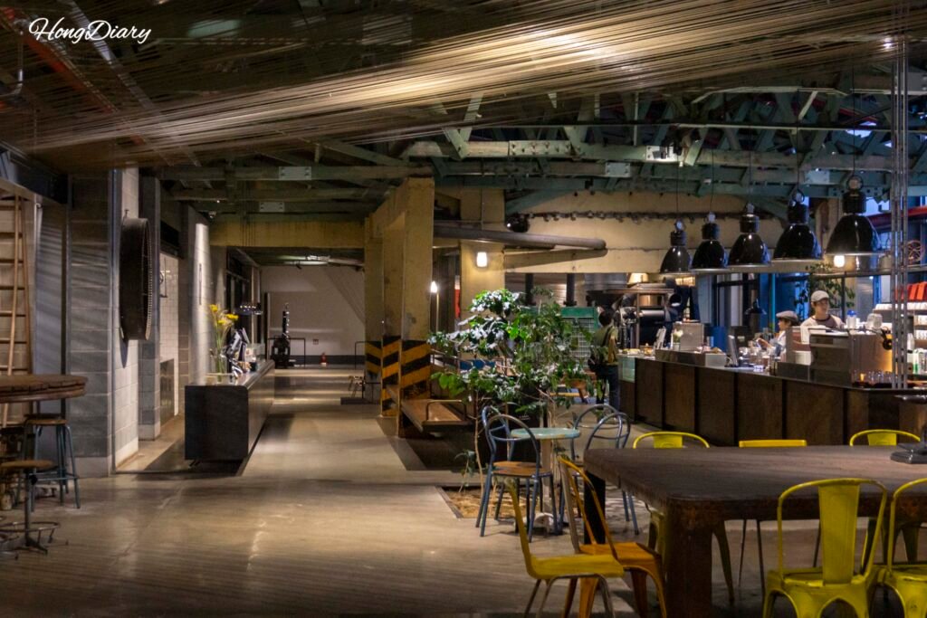 Industrial interior of Terarosa cafe inside F1963 former wire factory Busan