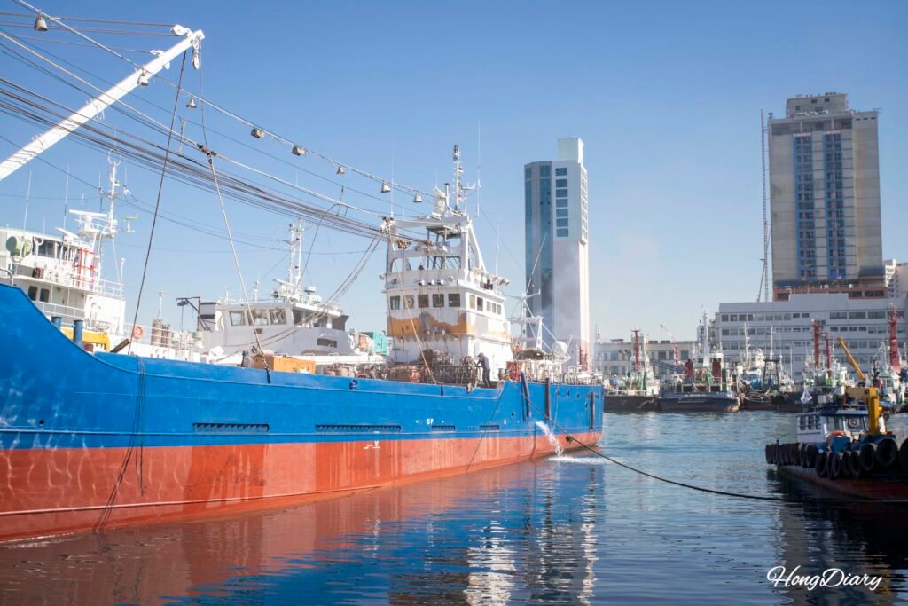 Ships docked at Yeongdo port in Busan's historic ship repair district