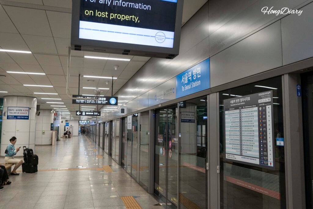 仁川空港の一般列車乗り場ホーム