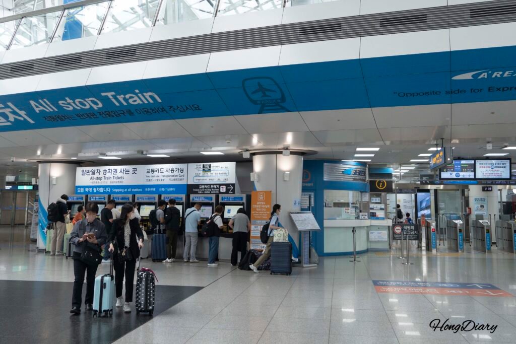 AREX All-Stop train ticket vending machine at Incheon Airport