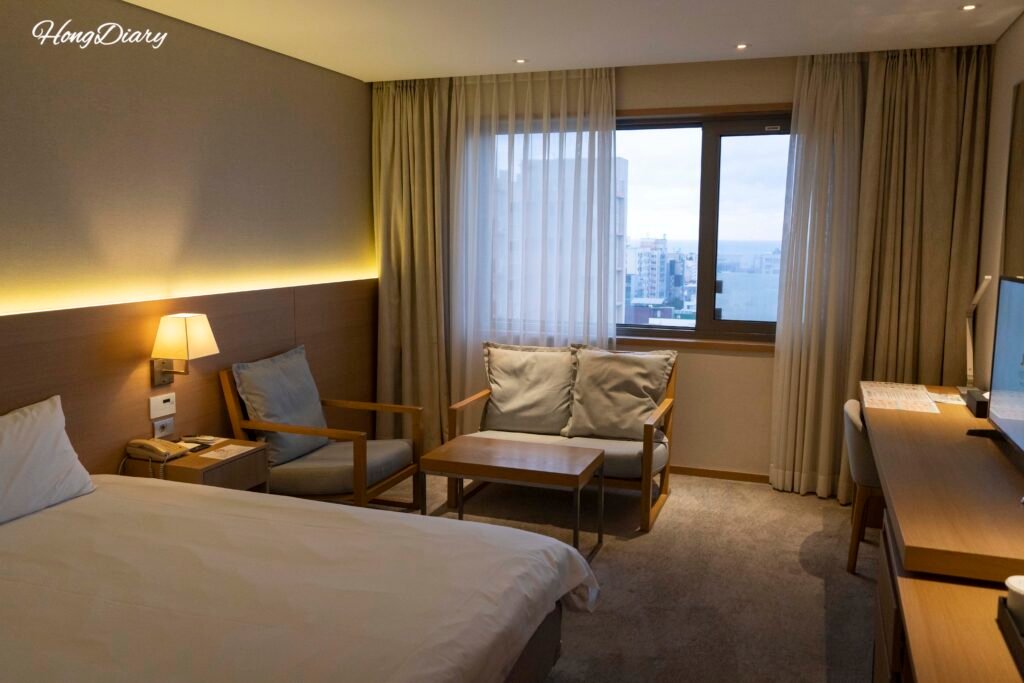 Interior of a guest room at Astar Hotel, Jeju City