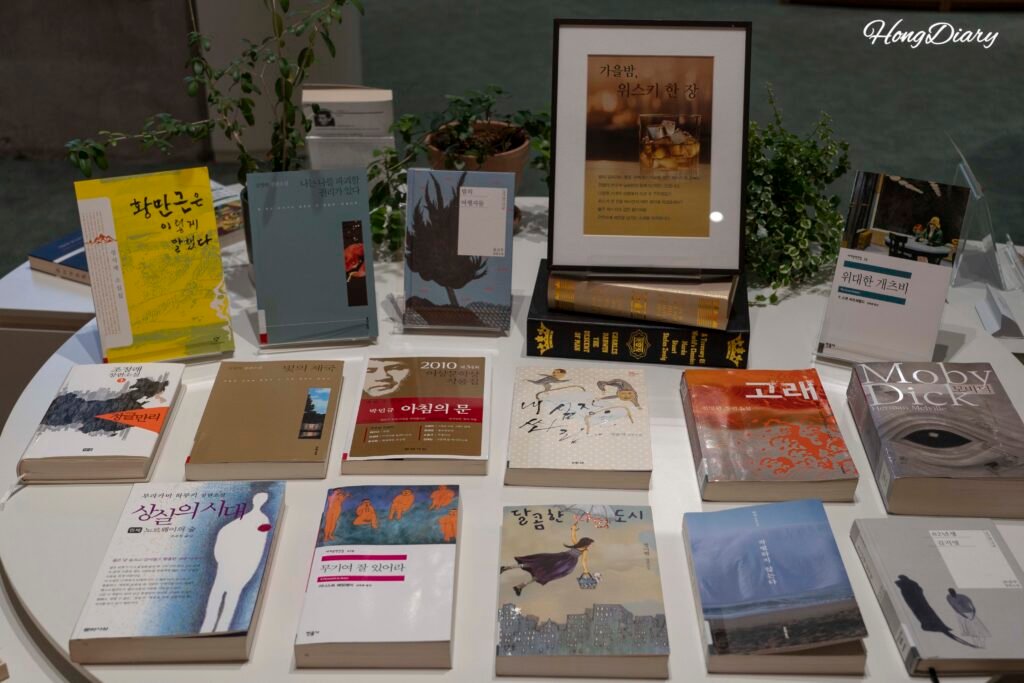Themed books on display at Big Dipper Library, Busan