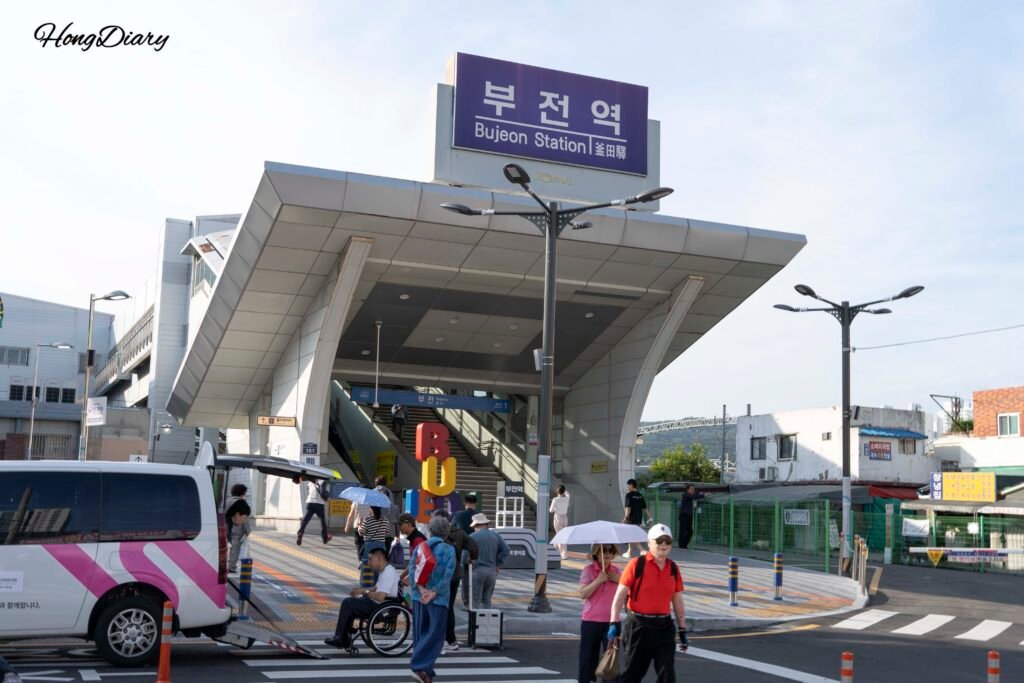 Bujeon Station exterior next to Central Seven Hotel Busan South Korea