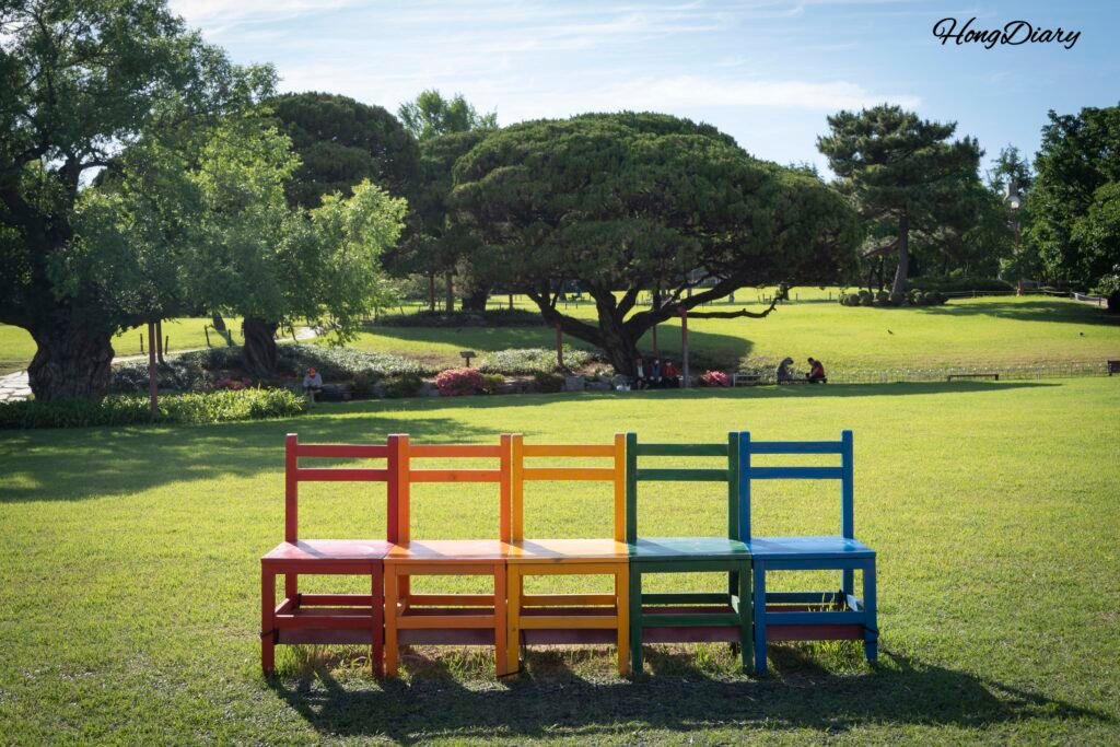 大邱達城公園の全景と造形物フォトスポット