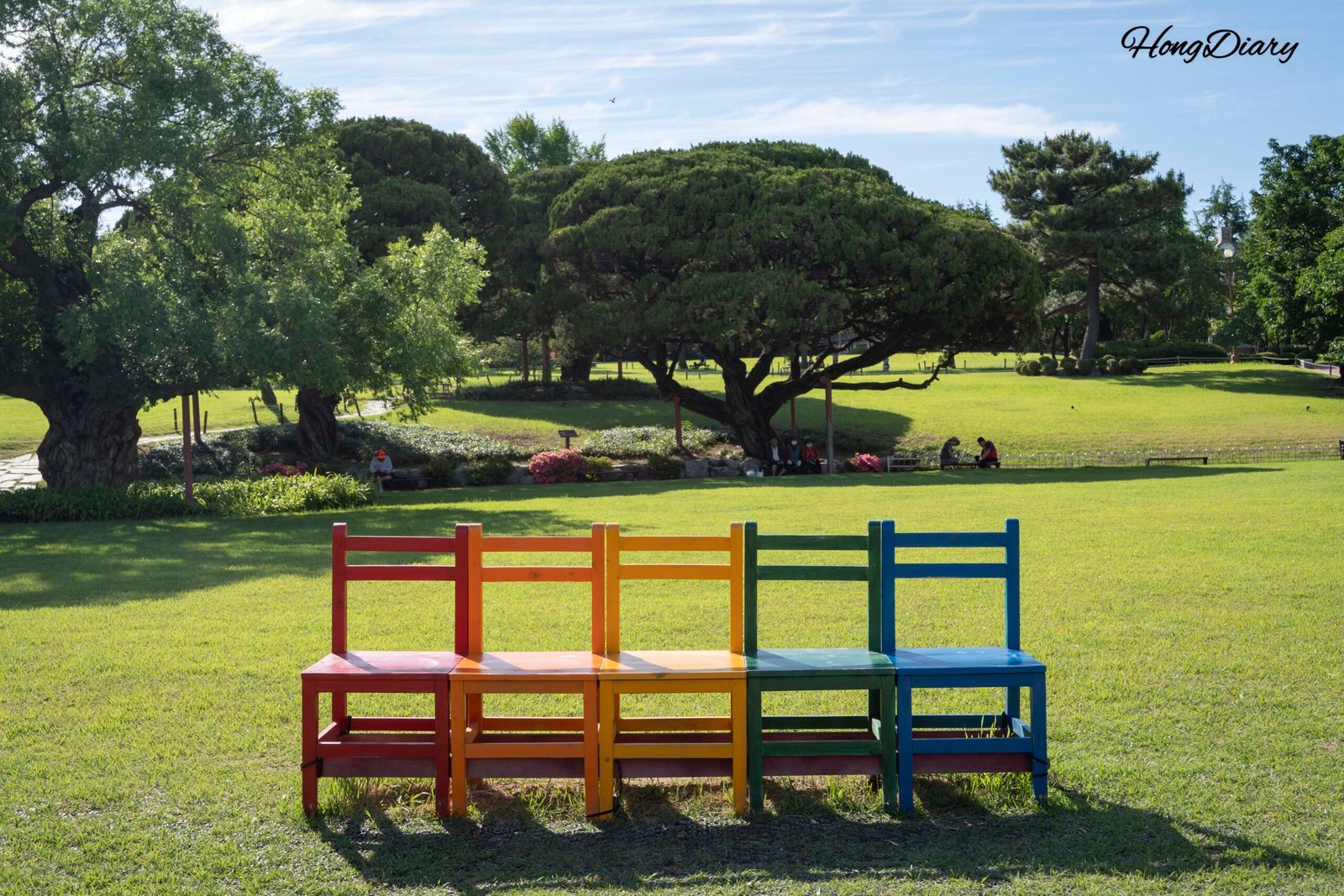 Panoramic view of Dalseong Park Daegu with sculpture landmark photo spot