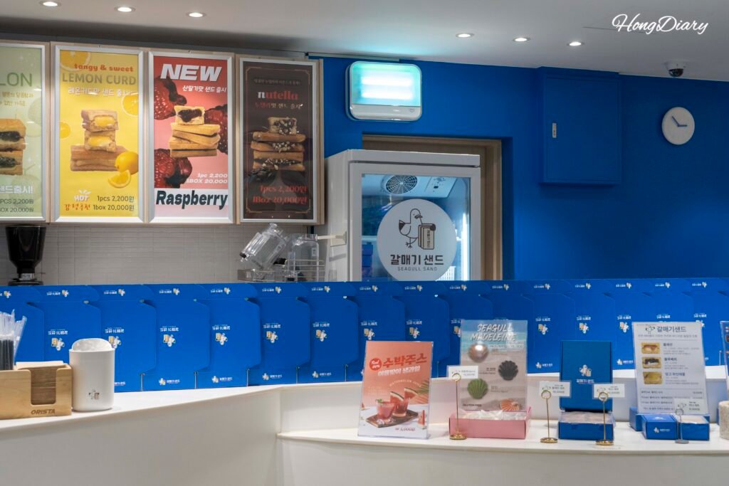 Interior of Galmaegi Sand Busan Station branch with display cases and products