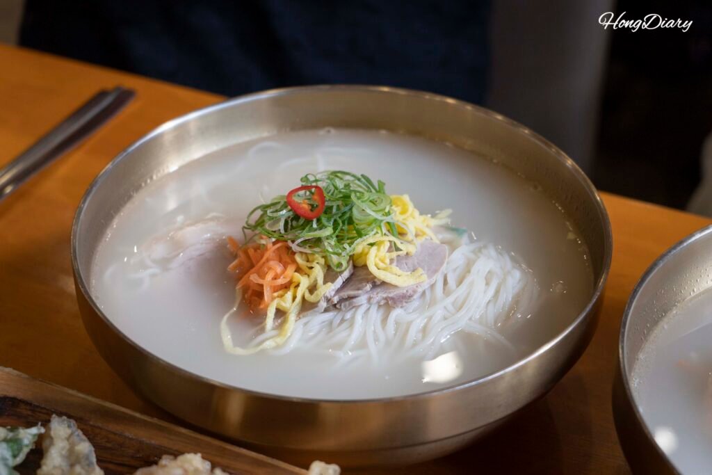 Dombe pork noodle soup at Go Guksu Airport Branch, Jeju