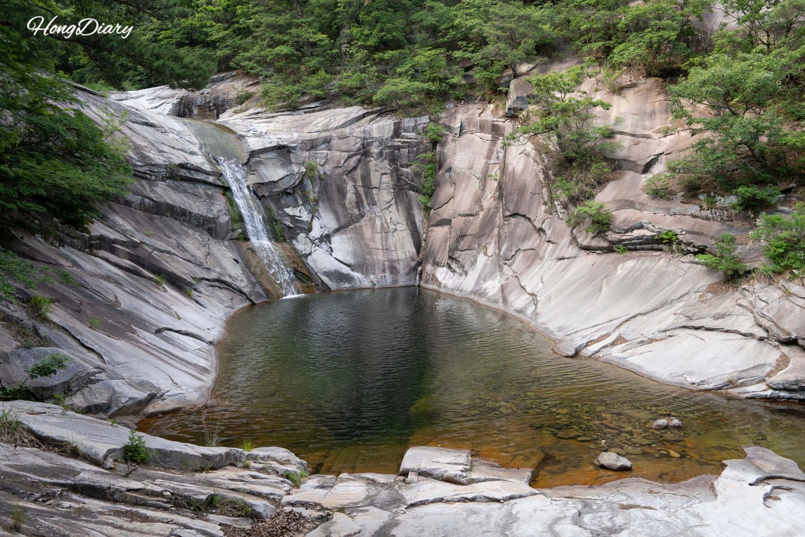 Hobakso emerald green pond at base of waterfall in Miryang Gyeongnam