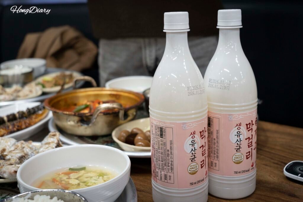 Jeju makgeolli (Korean traditional rice wine) served at Nammae Wang Galchi