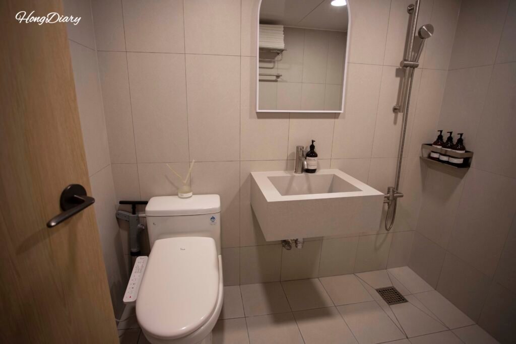Bathroom interior at Jeongonjae Busan guesthouse