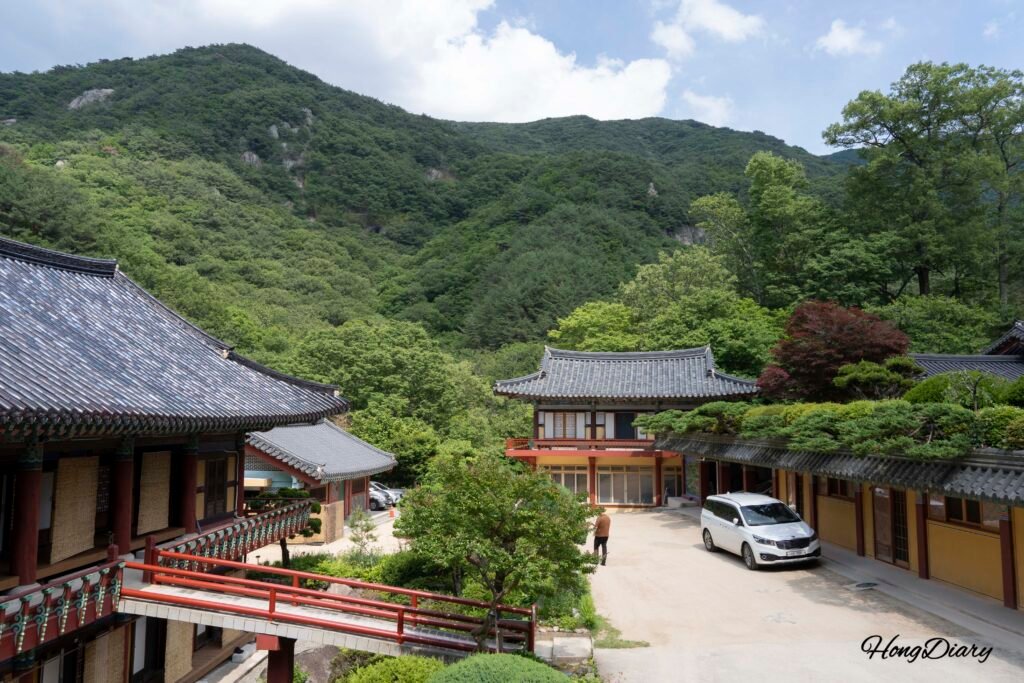 Overview of Naewonsa Temple Yangsan surrounded by mountains