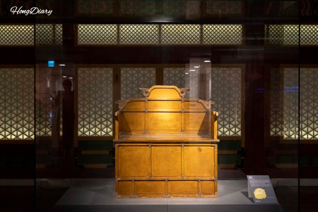 Royal throne on display at the National Palace Museum of Korea