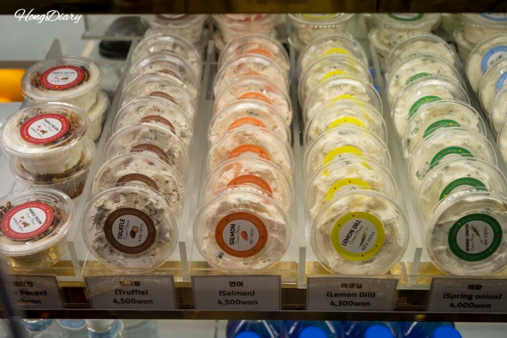 Bagel varieties on display at Onjisim cafe, Ikseon-dong Seoul