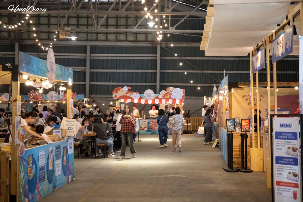 Indoor dining hall at Port Village Busan 2026 festival