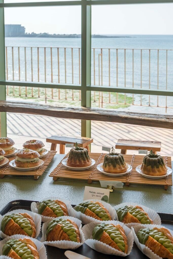 Fresh bread display at Seogwipean Bakery, Seongsan-eup, Jeju