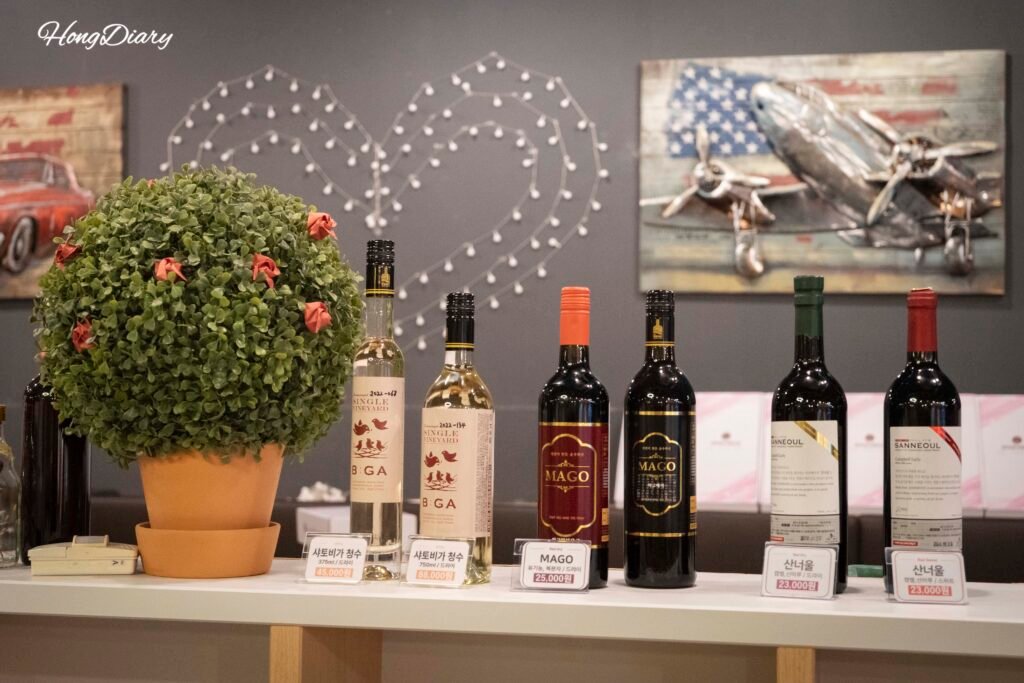 Selection of Korean wines at Yeongdong Wine Tunnel
