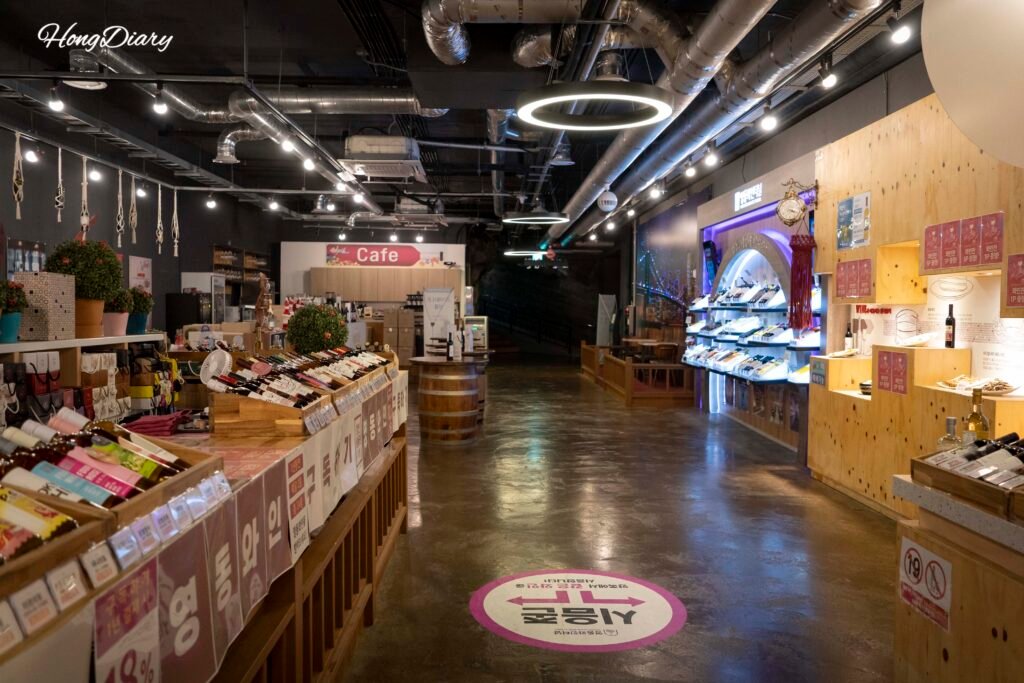 Wine tasting area inside the Yeongdong Wine Tunnel