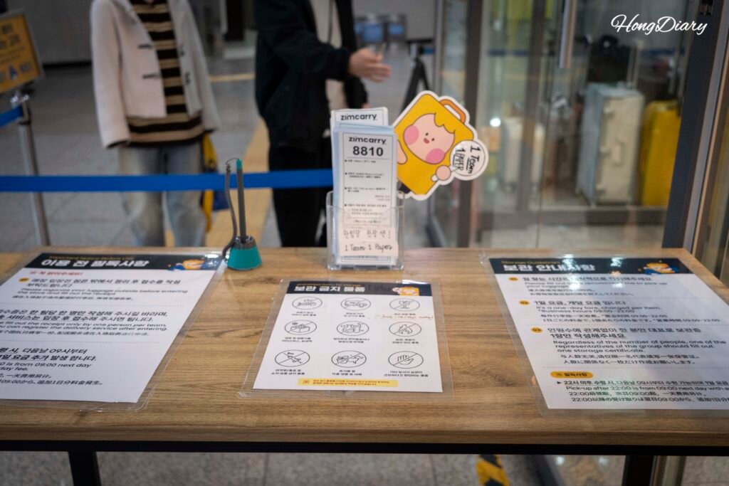 Zona de recepción del servicio Zimcarry en la estación de Busan