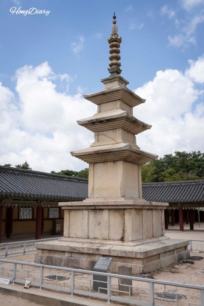 Seokgatap three-story stone pagoda at Bulguksa Temple in Gyeongju with clean proportions