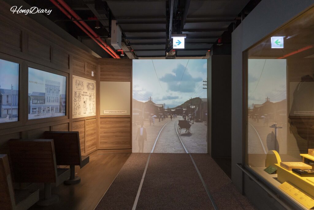Digital recreation of historic Busan streets inside the permanent exhibition at Busan Modern History Museum