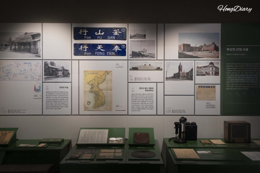 釜山近現代歴史館に展示された釜山の近代施設に関する資料