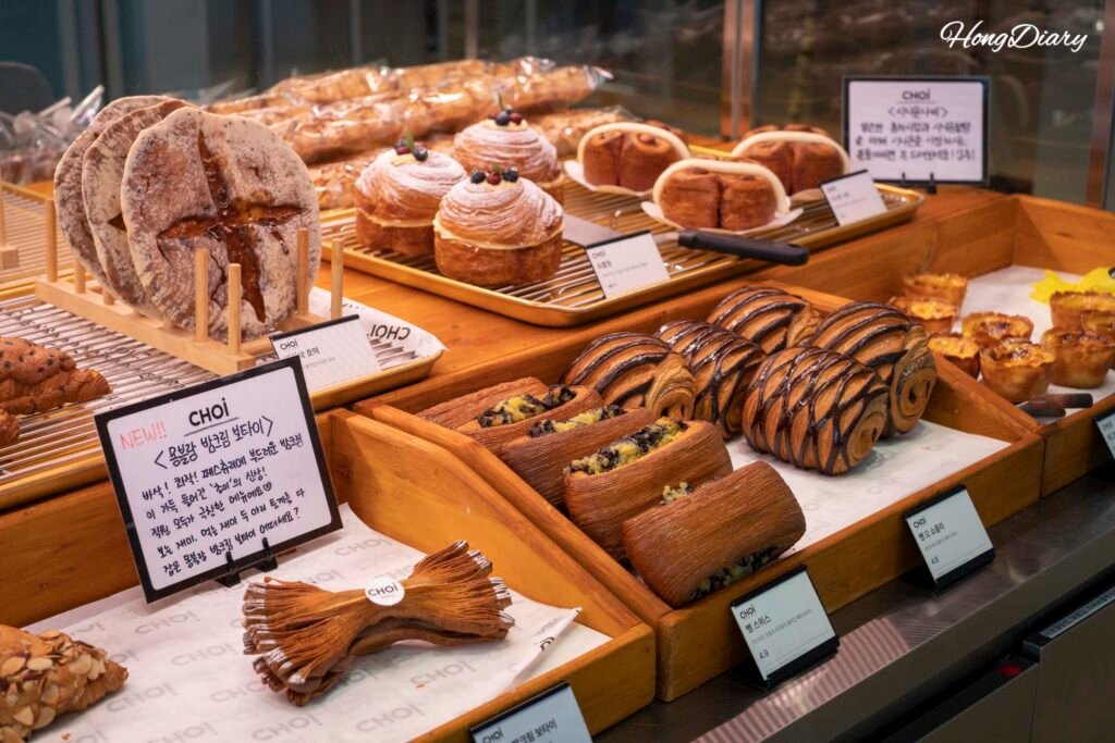 Variety of breads at Cafe Choi near Busan