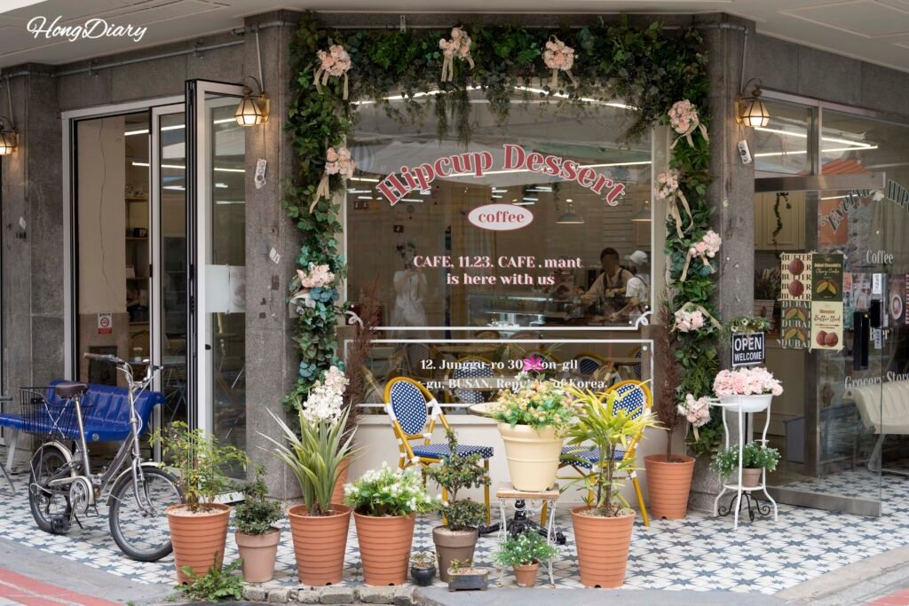 Café ubicado dentro del Mercado Gukje en Busan