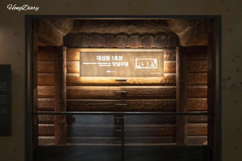 大成洞古墳博物館に展示された木槨墓（デンノルムドム）の復元