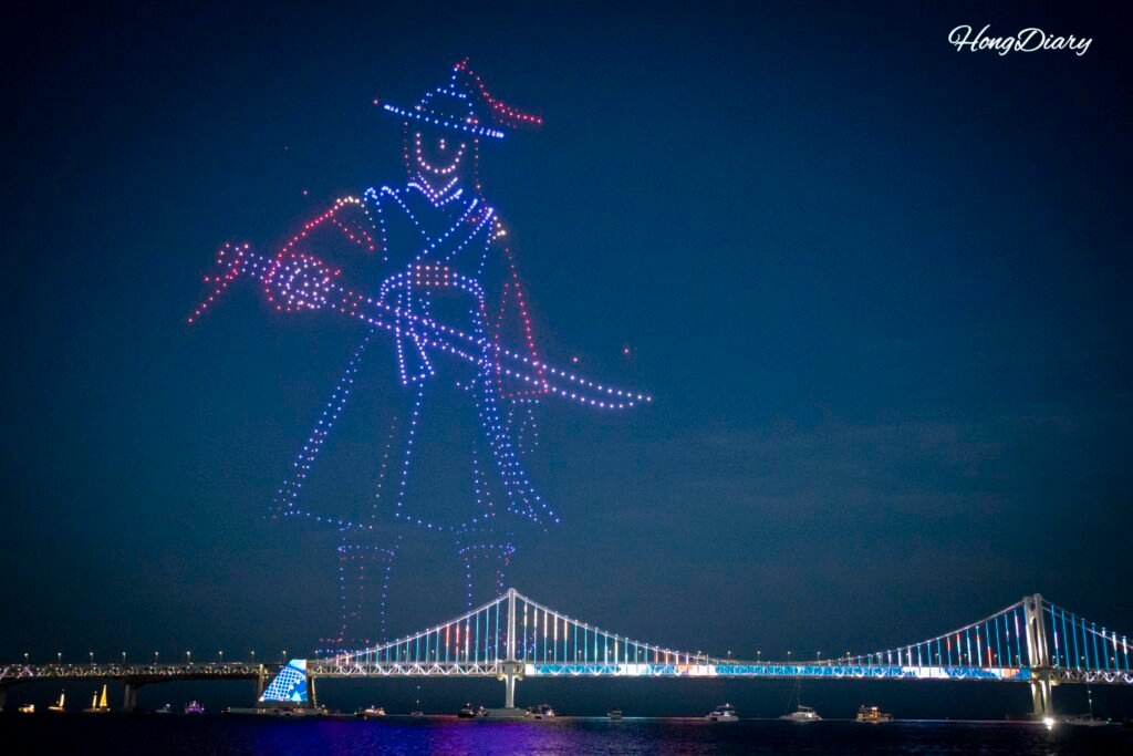 Gwanganli M Drone Light Show over the ocean at Gwanganli Beach, Busan 2026
