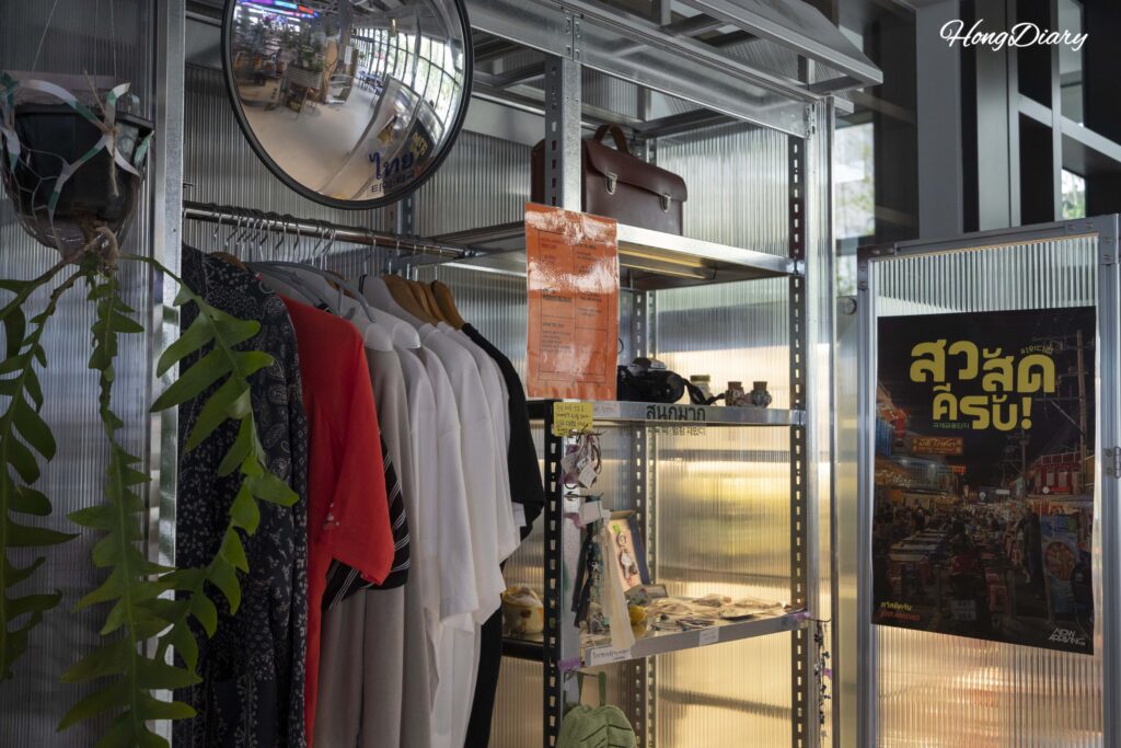 Clothing, accessories, and lifestyle goods on display at the Now Arriving pop-up market inside BIFC2, Busan