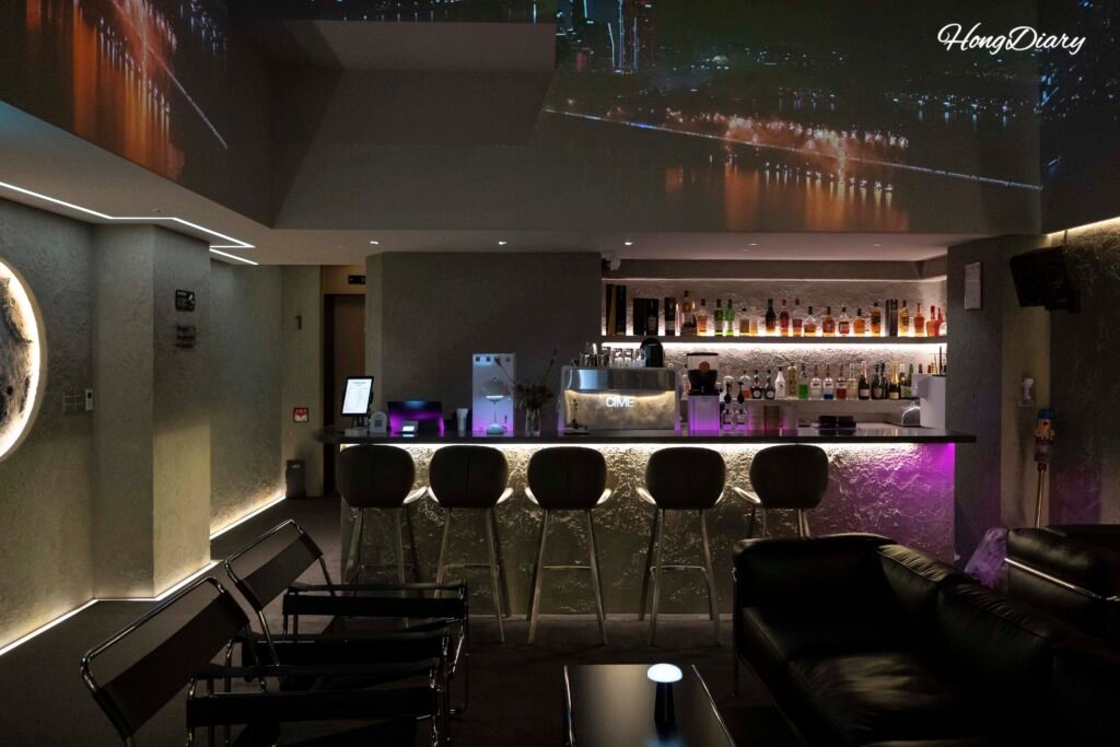 Drinks served at the space-themed sound bar inside Orosie Hotel Jamsil
