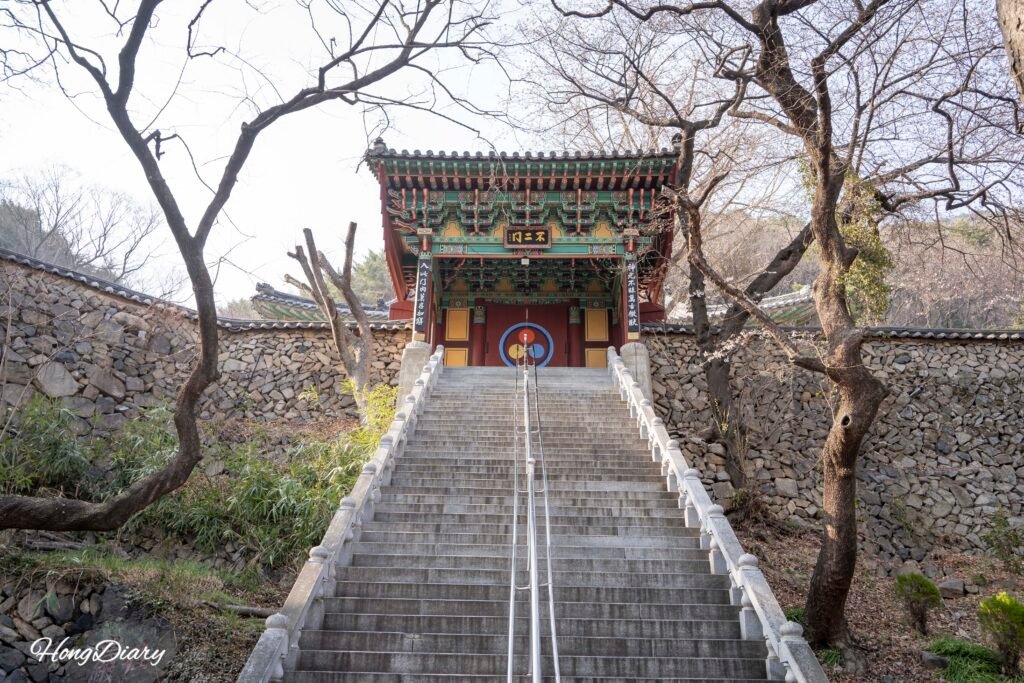 白楊山の登り道に位置する釜山・仙岩寺の入口