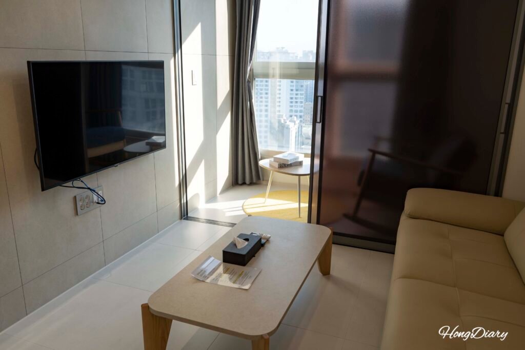 Living room inside a Busan Seomyeon hotel suite
