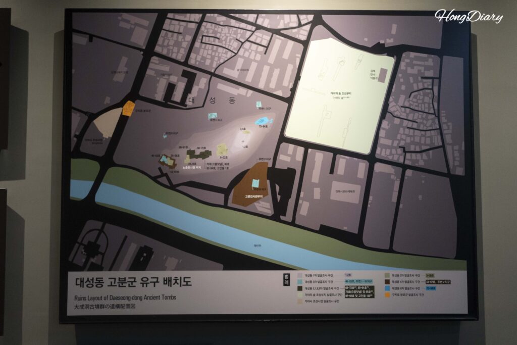 Mapa de distribución de las estructuras excavadas en Daeseong-dong