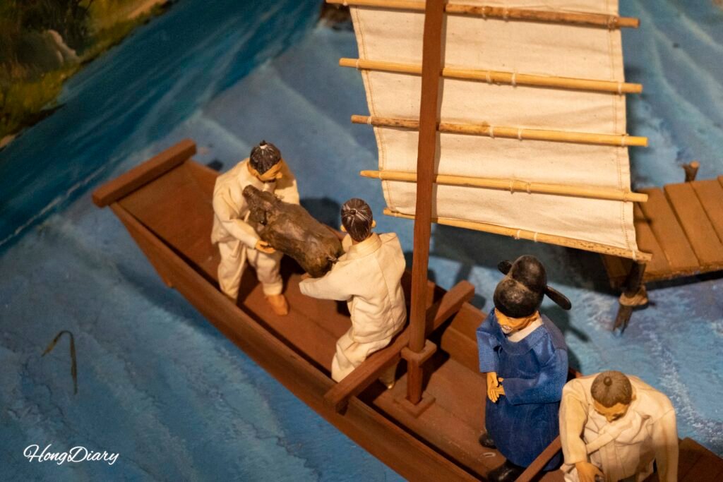 梁山市立博物館に展示された古代梁山の祭りを再現したミニチュア模型