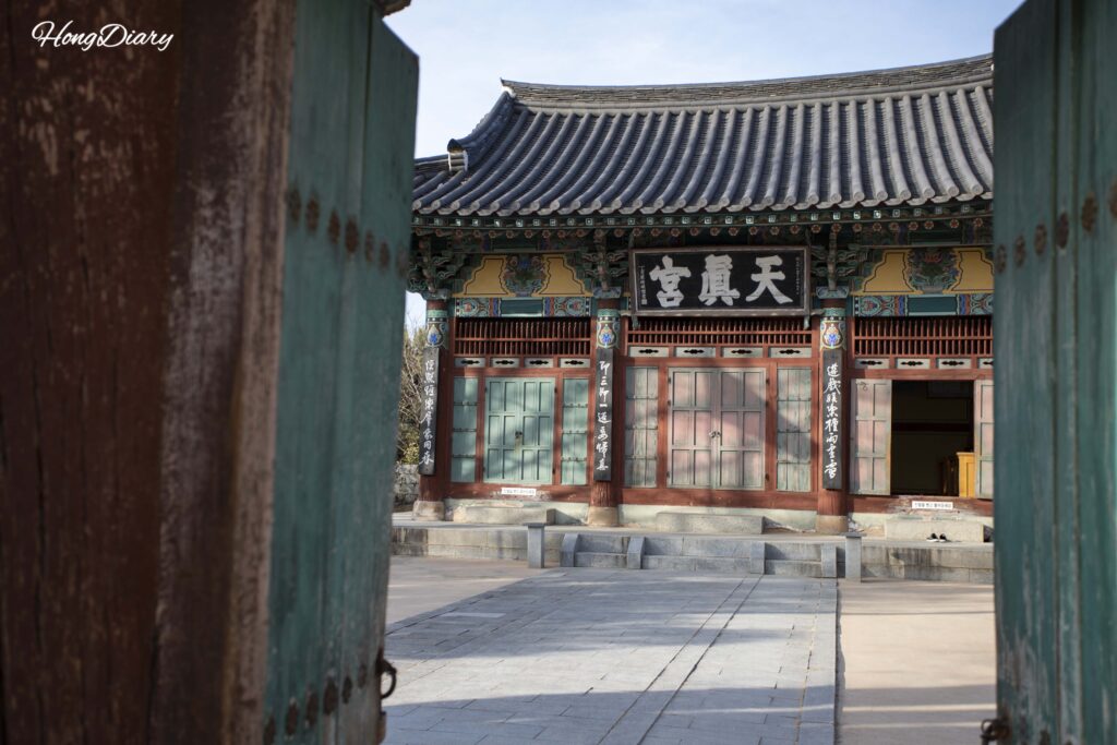 Interior of Cheonjingung Shrine in Miryang, enshrining spirit tablets of Korean dynastic founders