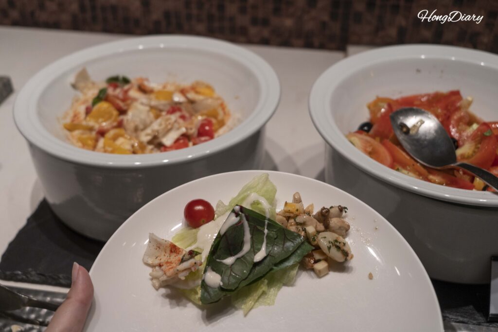 A plate of fresh salad from the lunch buffet at Hotel Nongshim Ristorante, Busan