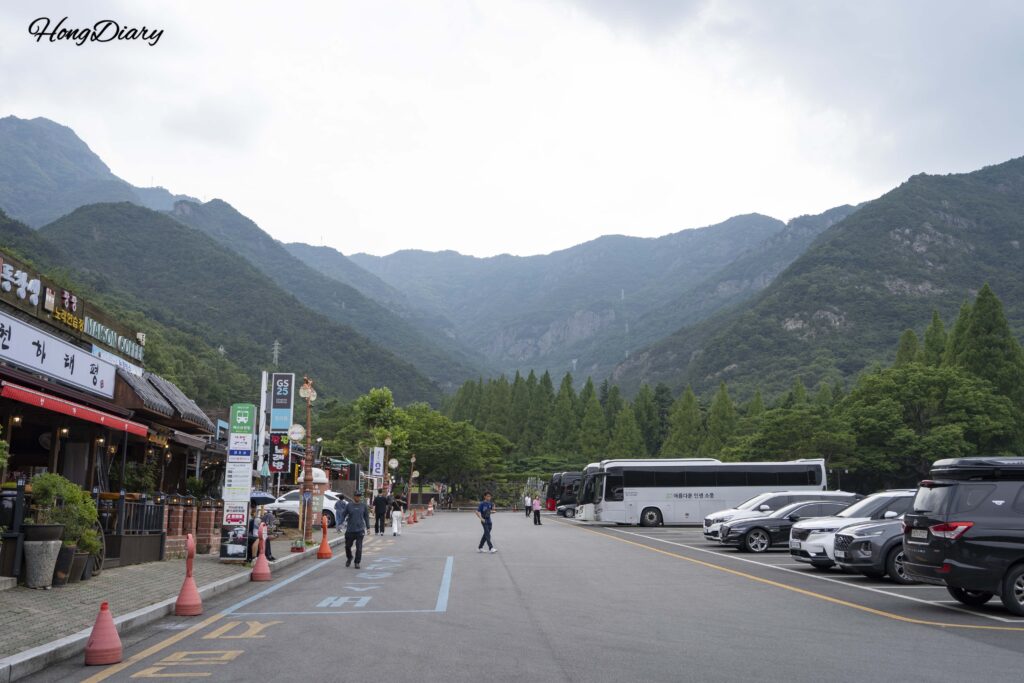 Panoramic view of Geumosan mountain from the parking area in Gumi, South Korea