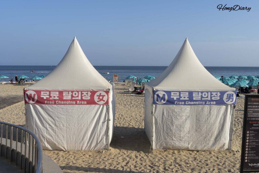 Free public changing room at Haeundae Beach for men and women