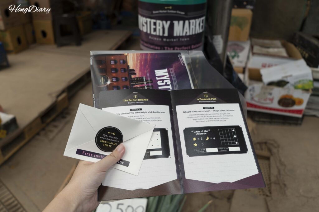Walking into Bujeon Market Busan with the Mystery Market game kit in hand