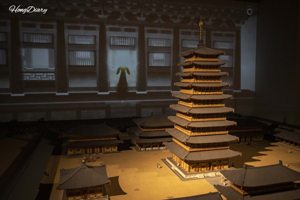 Scale model of Hwangnyongsa Temple displayed at the Silla Art Gallery in Gyeongju National Museum