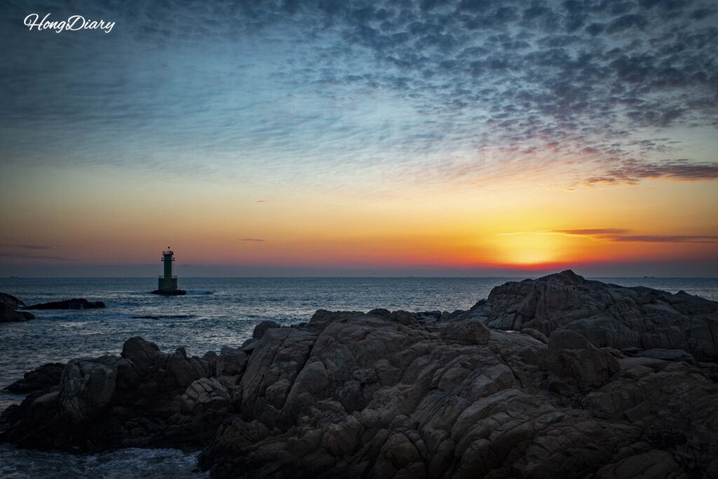 New Year's sunrise over the East Sea at Jukseong Church in Gijang, Busan