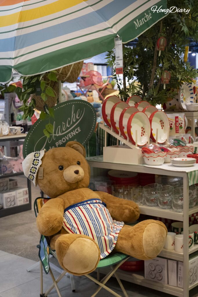 Teddy bear plush displayed at a character goods shop inside Millac The Market
