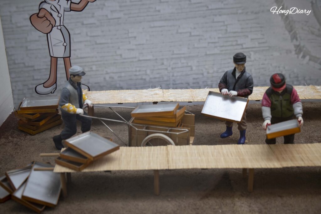 密陽寒天博物館に展示された寒天製造工程のミニチュアジオラマ