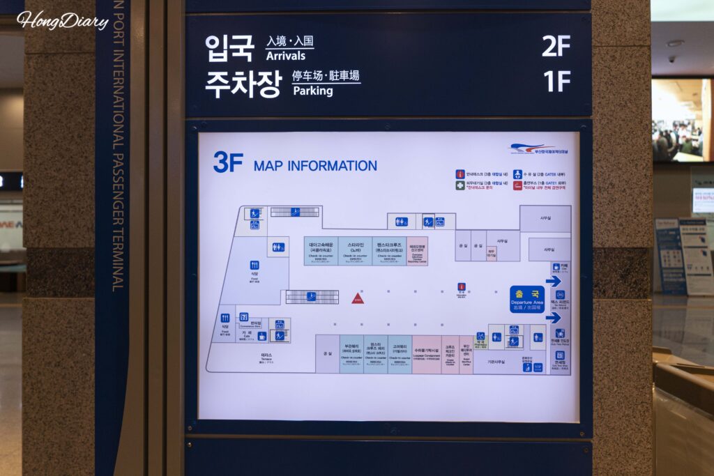 Information map showing the layout and facilities on the 3rd floor of Busan ferry terminal