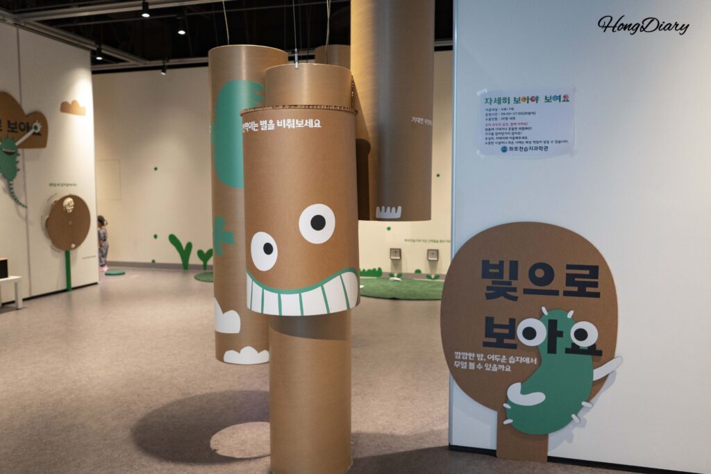 Hands-on interactive exhibit area on the first floor of the Hwapocheon Wetland Science Museum designed for children