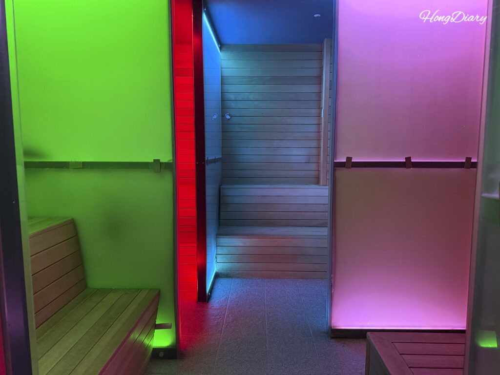 Interior of the Relax Room at Spa Land Centum City Busan with rows of padded recliners
